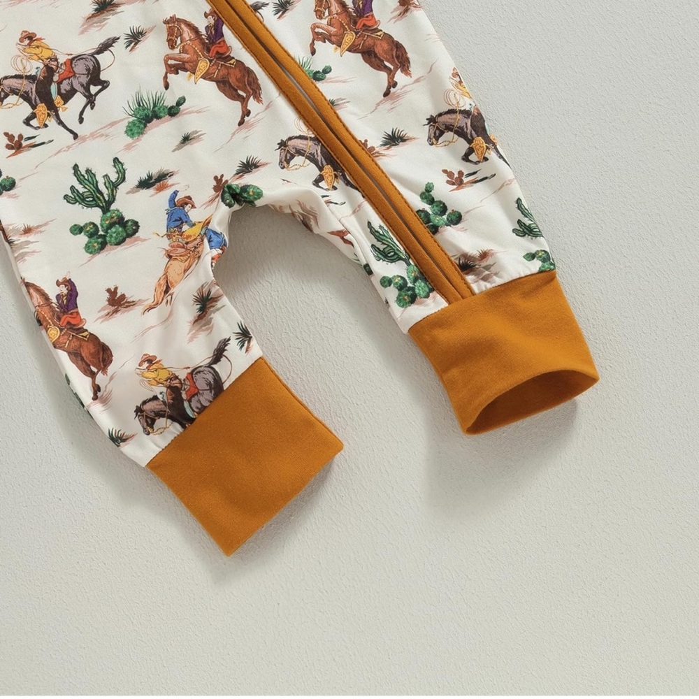 Western Cowboy Baby Zippered Jumpsuit One Piece - Picture 6 of 6
